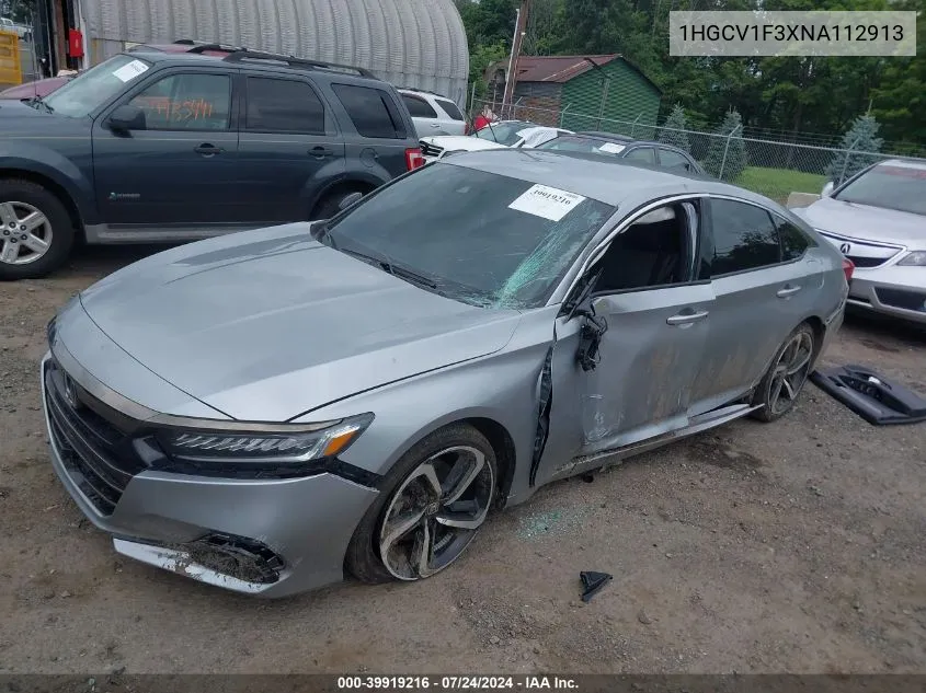 1HGCV1F3XNA112913 2022 Honda Accord Sport