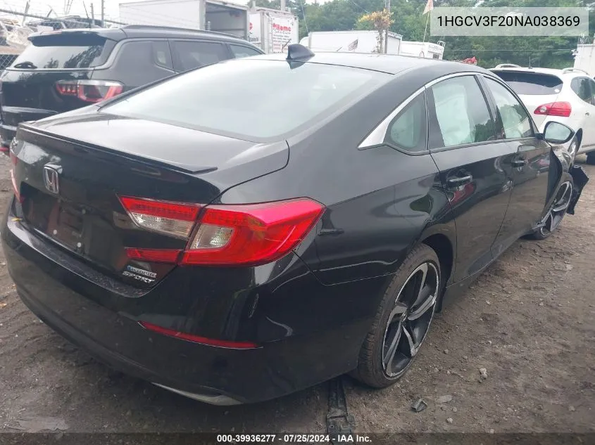 2022 Honda Accord Hybrid Sport VIN: 1HGCV3F20NA038369 Lot: 39936277