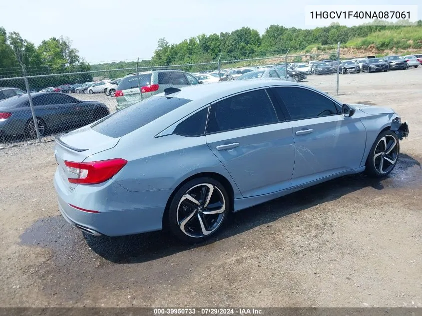 1HGCV1F40NA087061 2022 Honda Accord Sport Special Edition