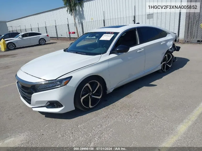 2022 Honda Accord Sport 2.0T VIN: 1HGCV2F3XNA005852 Lot: 39995158