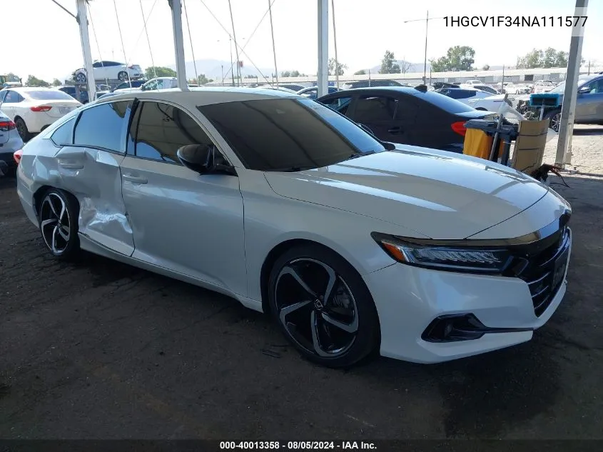 1HGCV1F34NA111577 2022 Honda Accord Sport