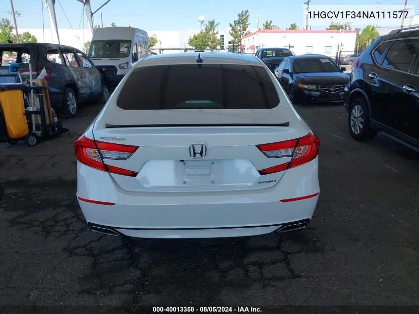 1HGCV1F34NA111577 2022 Honda Accord Sport