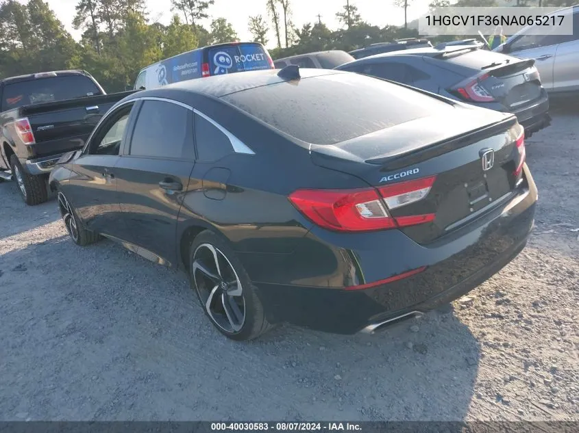 2022 Honda Accord Sport VIN: 1HGCV1F36NA065217 Lot: 40030583