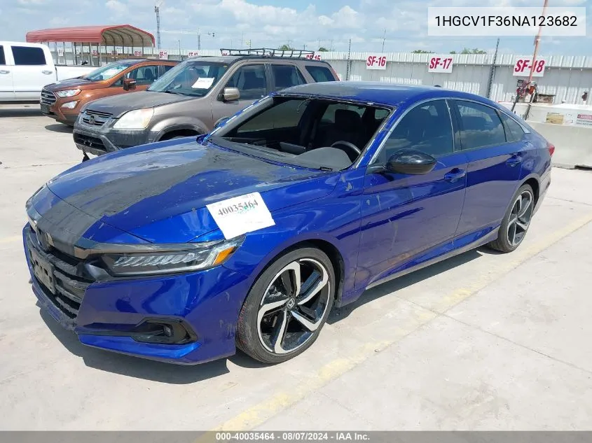 2022 Honda Accord Sport VIN: 1HGCV1F36NA123682 Lot: 40035464