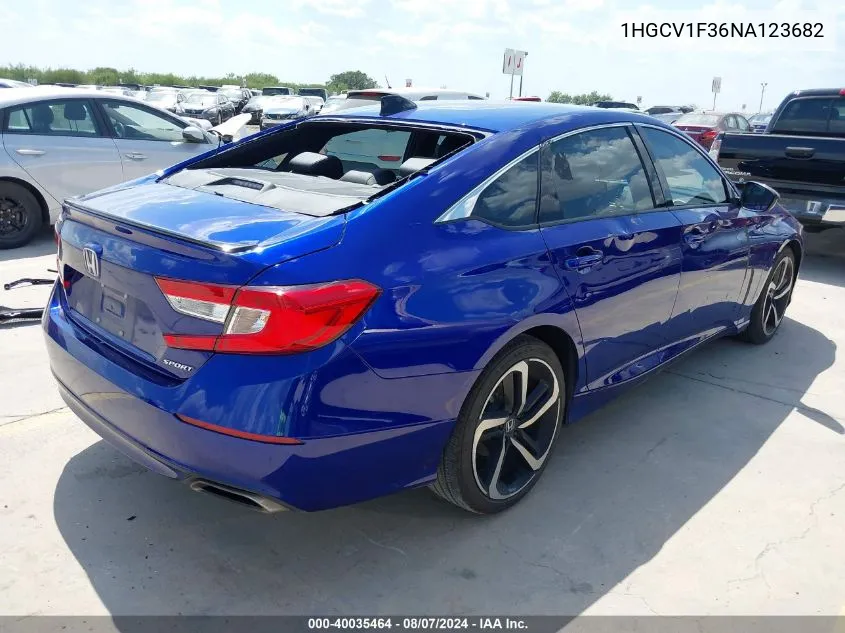 2022 Honda Accord Sport VIN: 1HGCV1F36NA123682 Lot: 40035464