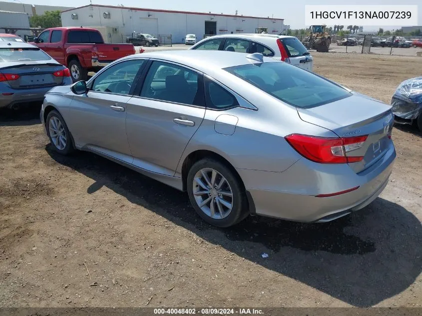 2022 Honda Accord Lx VIN: 1HGCV1F13NA007239 Lot: 40048402