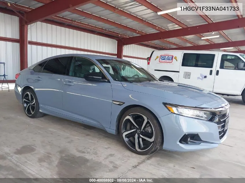 2022 Honda Accord Sport VIN: 1HGCV1F33NA041733 Lot: 40058502