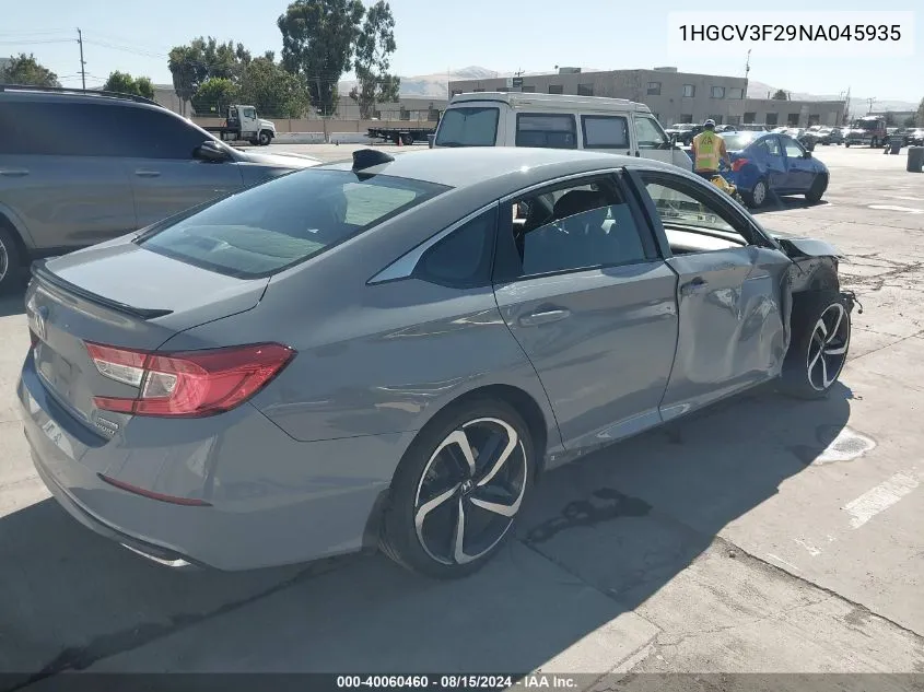 1HGCV3F29NA045935 2022 Honda Accord Hybrid Sport