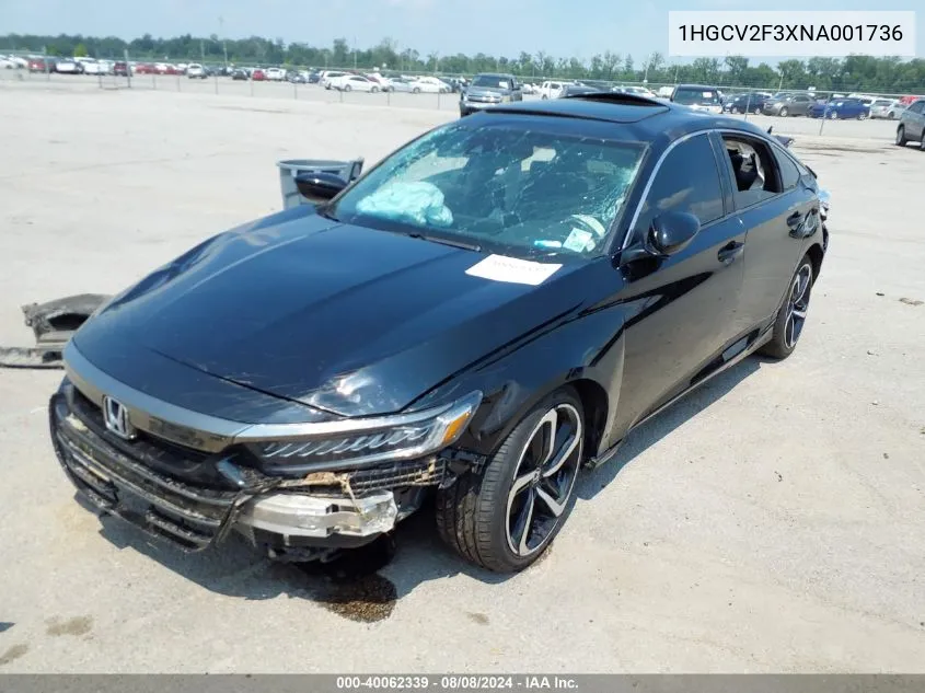 2022 Honda Accord Sport 2.0T VIN: 1HGCV2F3XNA001736 Lot: 40062339