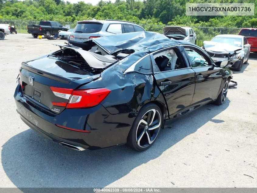 2022 Honda Accord Sport 2.0T VIN: 1HGCV2F3XNA001736 Lot: 40062339