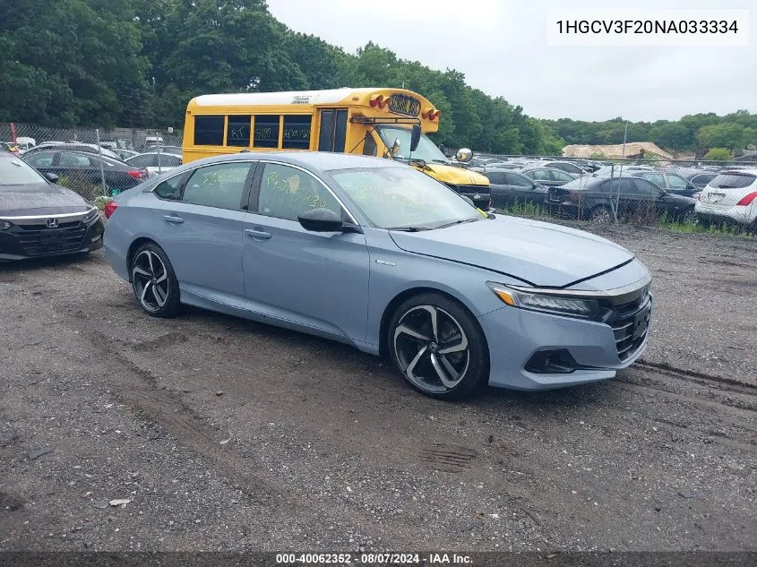 1HGCV3F20NA033334 2022 Honda Accord Hybrid Sport