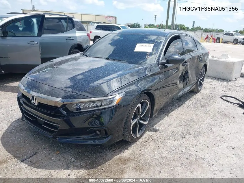 1HGCV1F35NA051356 2022 Honda Accord Sport