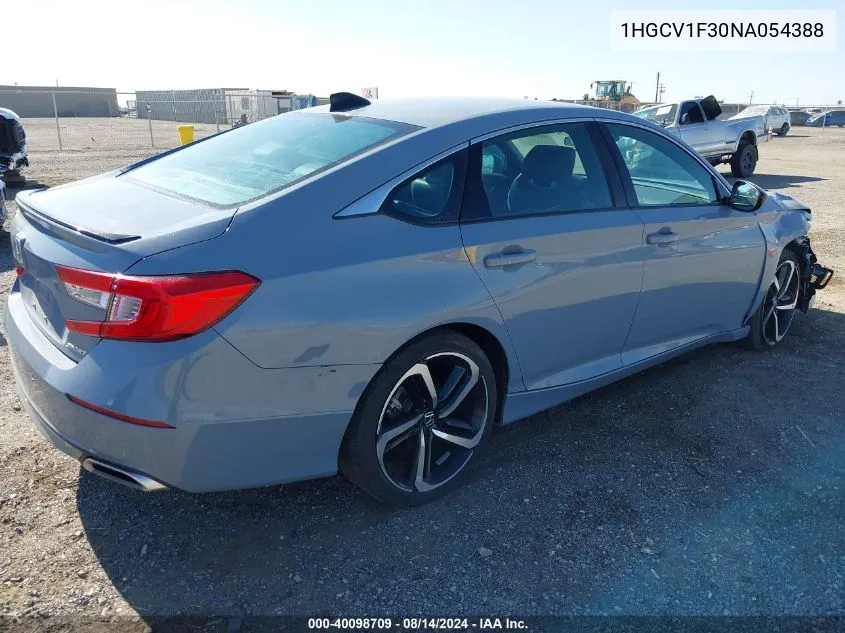 1HGCV1F30NA054388 2022 Honda Accord Sport