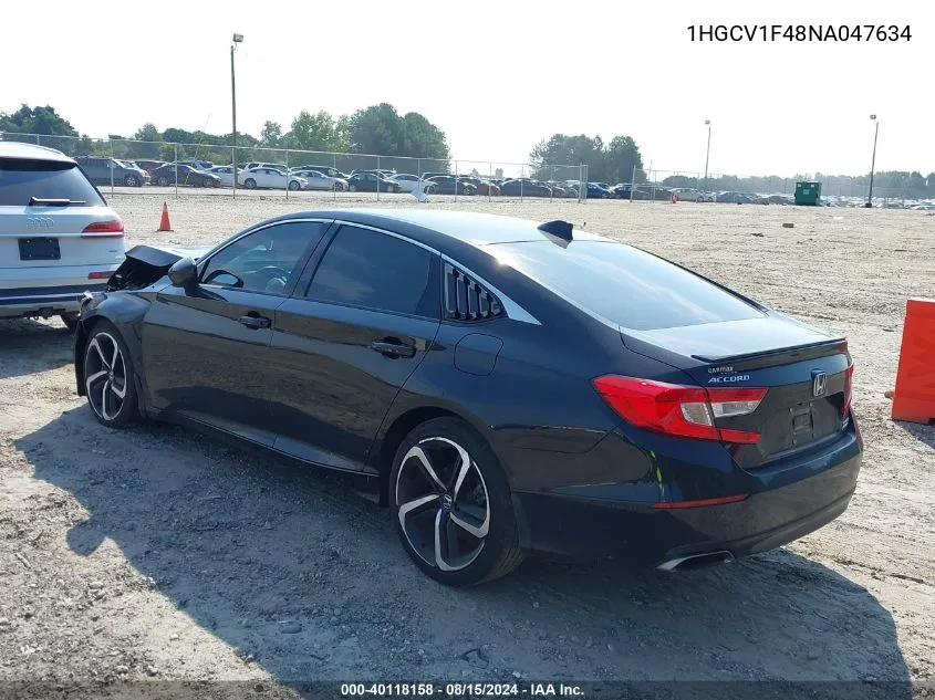 2022 Honda Accord Sport Special Edition VIN: 1HGCV1F48NA047634 Lot: 40118158