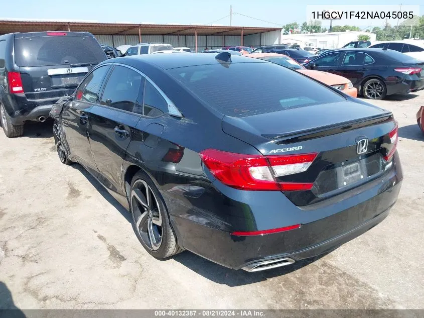 2022 Honda Accord Sport Se VIN: 1HGCV1F42NA045085 Lot: 40132387