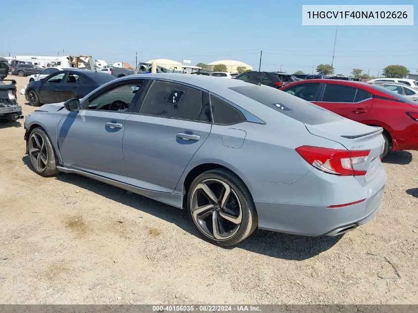 2022 Honda Accord Sport Special Edition VIN: 1HGCV1F40NA102626 Lot: 40156035