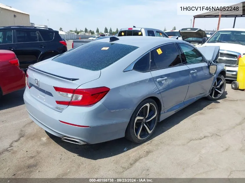 2022 Honda Accord Sport Special Edition VIN: 1HGCV1F46NA052248 Lot: 40158738