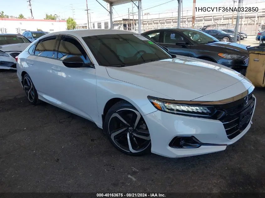 2022 Honda Accord Sport VIN: 1HGCV1F36NA032850 Lot: 40163675