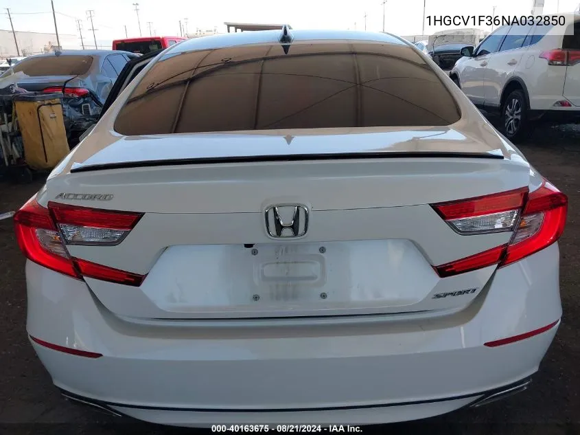 2022 Honda Accord Sport VIN: 1HGCV1F36NA032850 Lot: 40163675