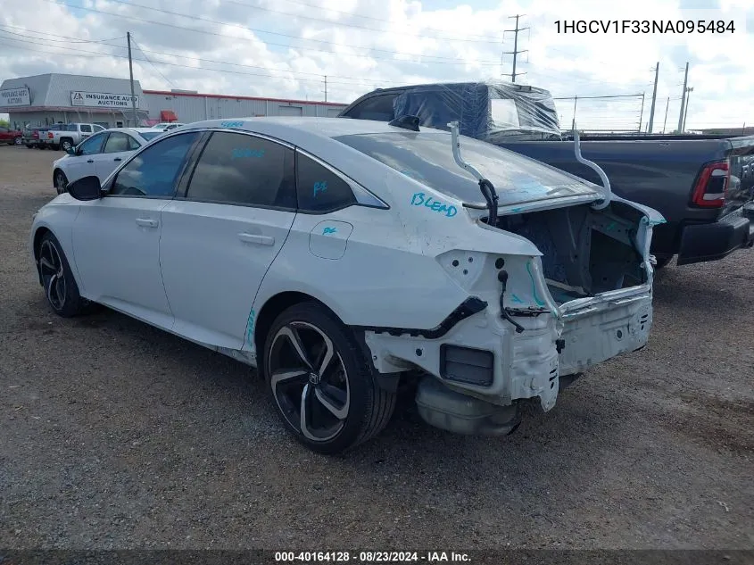 2022 Honda Accord Sport VIN: 1HGCV1F33NA095484 Lot: 40164128