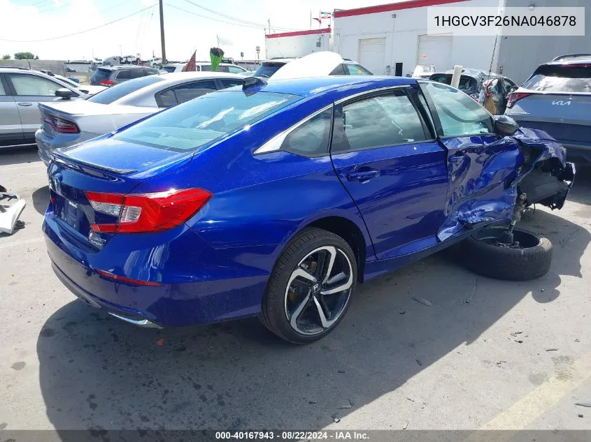 1HGCV3F26NA046878 2022 Honda Accord Hybrid Sport