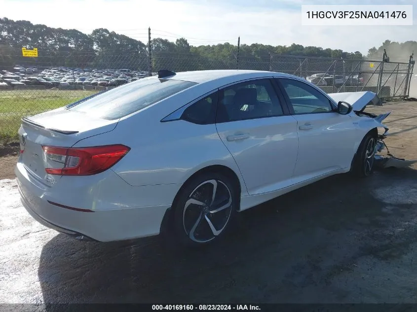 2022 Honda Accord Hybrid Sport VIN: 1HGCV3F25NA041476 Lot: 40169160