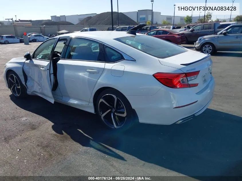 2022 Honda Accord Sport VIN: 1HGCV1F3XNA083428 Lot: 40176124