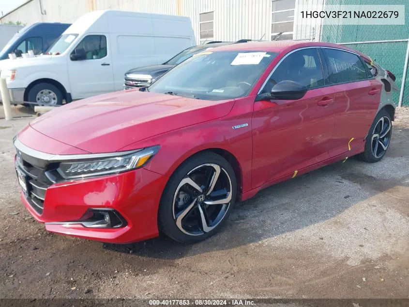 1HGCV3F21NA022679 2022 Honda Accord Hybrid Sport