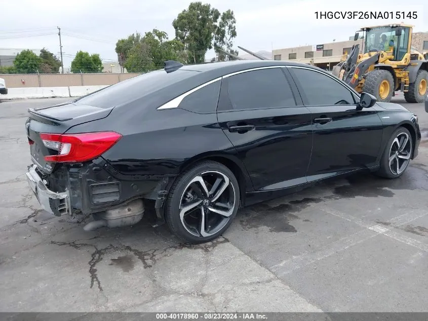 1HGCV3F26NA015145 2022 Honda Accord Hybrid Sport