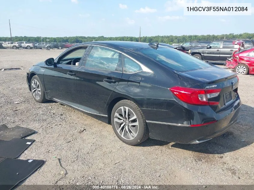 2022 Honda Accord Hybrid Ex-L VIN: 1HGCV3F55NA012084 Lot: 40188778