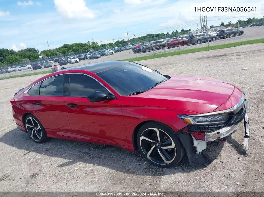 2022 Honda Accord Sport VIN: 1HGCV1F33NA056541 Lot: 40197399