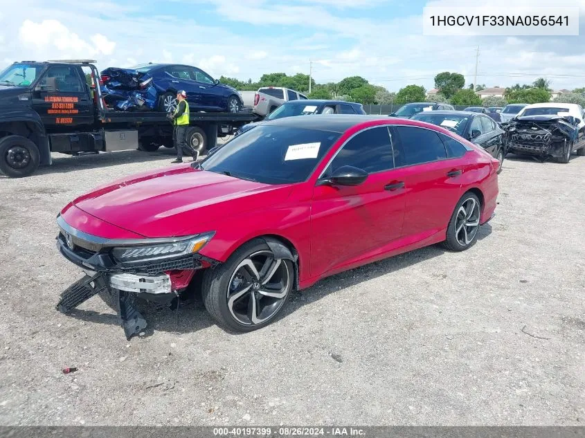 2022 Honda Accord Sport VIN: 1HGCV1F33NA056541 Lot: 40197399