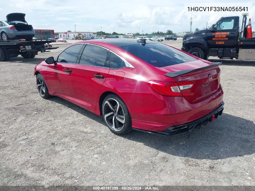 2022 Honda Accord Sport VIN: 1HGCV1F33NA056541 Lot: 40197399