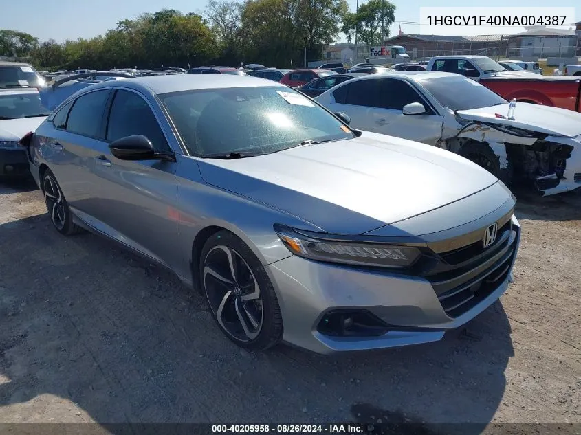 1HGCV1F40NA004387 2022 Honda Accord Sport Special Edition