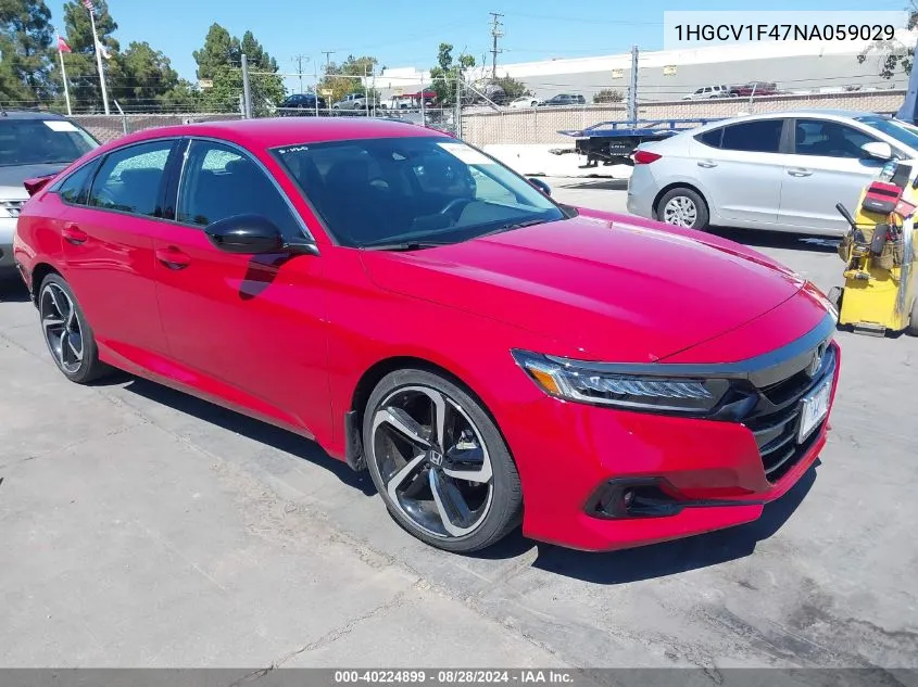 2022 Honda Accord Sport Special Edition VIN: 1HGCV1F47NA059029 Lot: 40224899