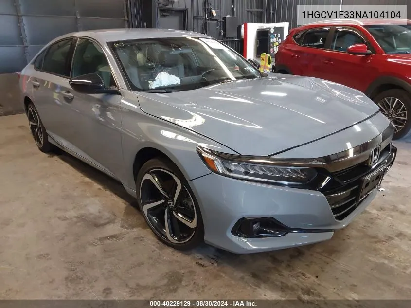 1HGCV1F33NA104104 2022 Honda Accord Sport