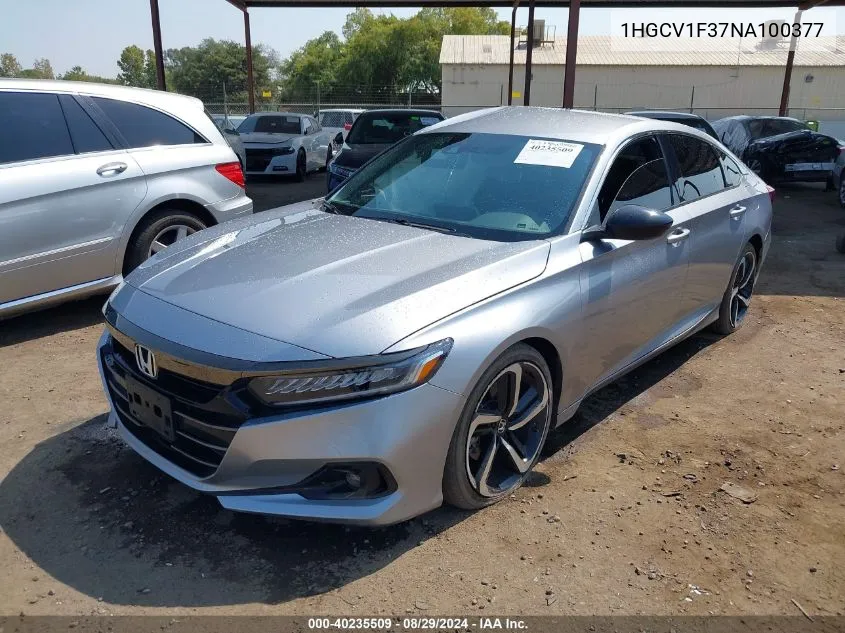 2022 Honda Accord Sport VIN: 1HGCV1F37NA100377 Lot: 40235509