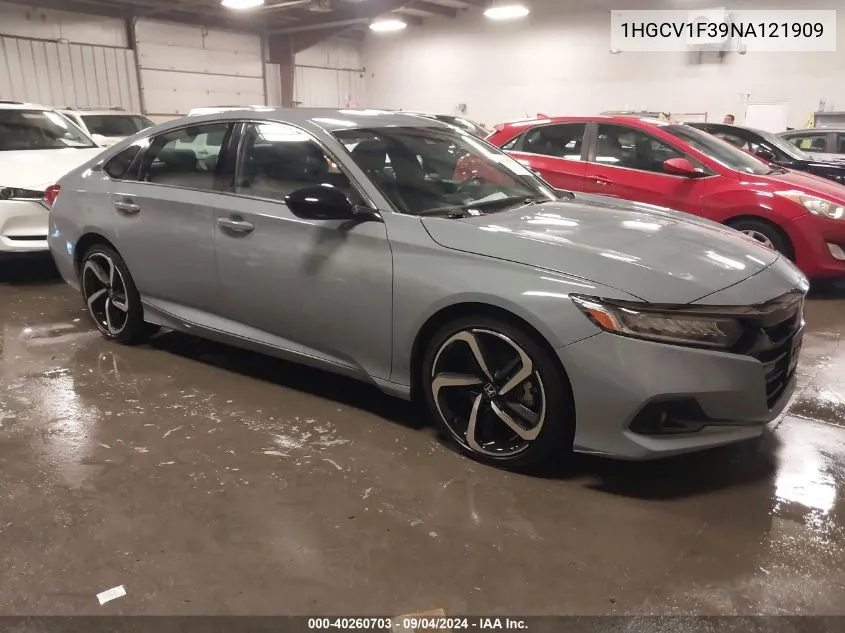 2022 Honda Accord Sport VIN: 1HGCV1F39NA121909 Lot: 40260703