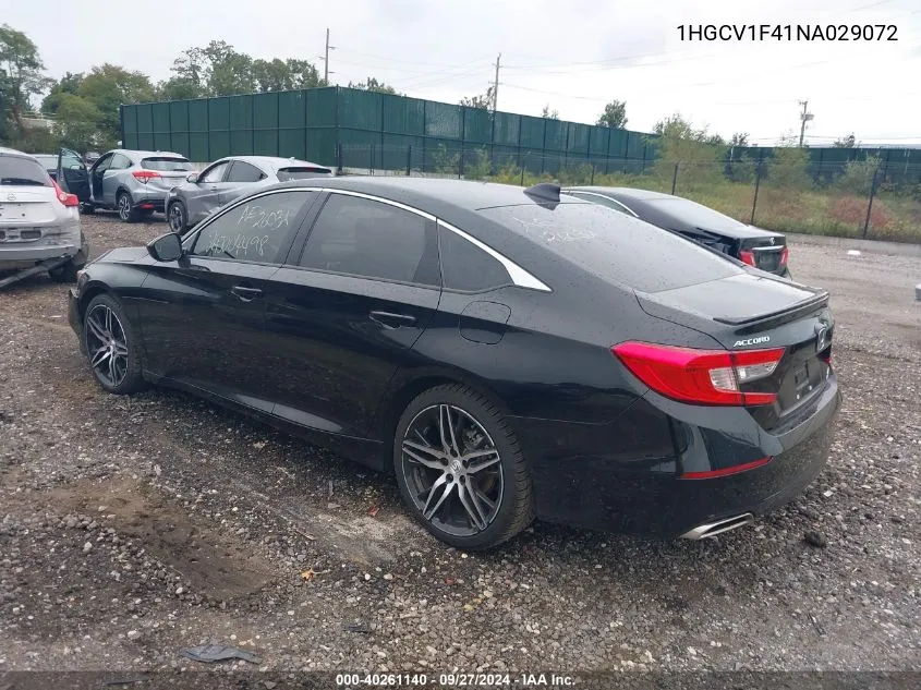 2022 Honda Accord Sport Se VIN: 1HGCV1F41NA029072 Lot: 40261140