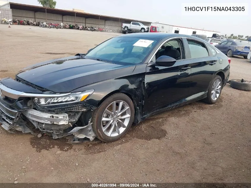 2022 Honda Accord Lx VIN: 1HGCV1F15NA043305 Lot: 40261994