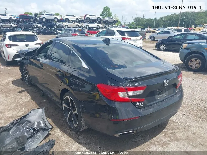 1HGCV1F36NA101911 2022 Honda Accord Sport