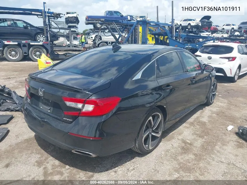 2022 Honda Accord Sport VIN: 1HGCV1F36NA101911 Lot: 40262588