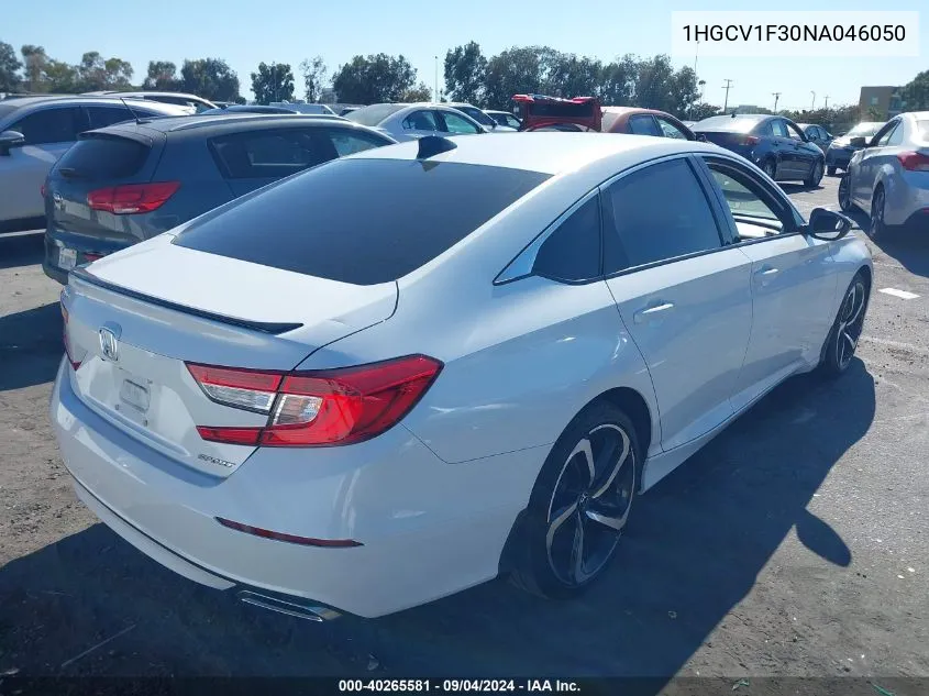 2022 Honda Accord Sport VIN: 1HGCV1F30NA046050 Lot: 40265581