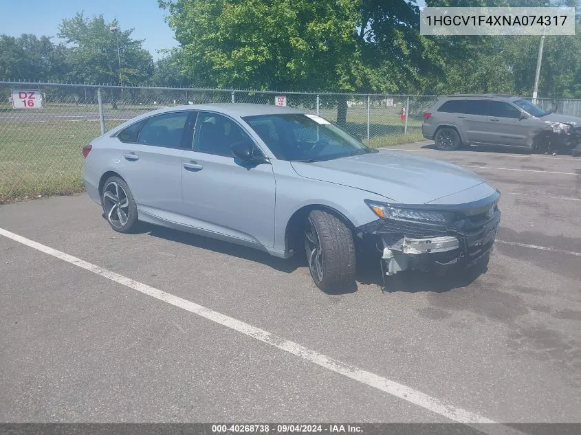 2022 Honda Accord Sport Special Edition VIN: 1HGCV1F4XNA074317 Lot: 40268738