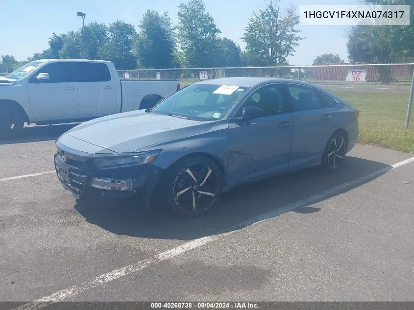 2022 Honda Accord Sport Special Edition VIN: 1HGCV1F4XNA074317 Lot: 40268738