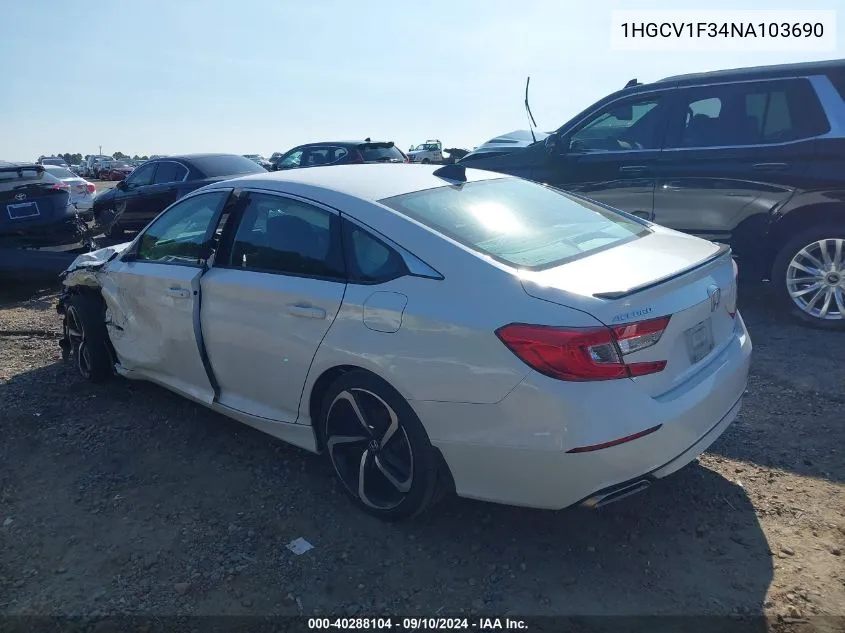 1HGCV1F34NA103690 2022 Honda Accord Sport