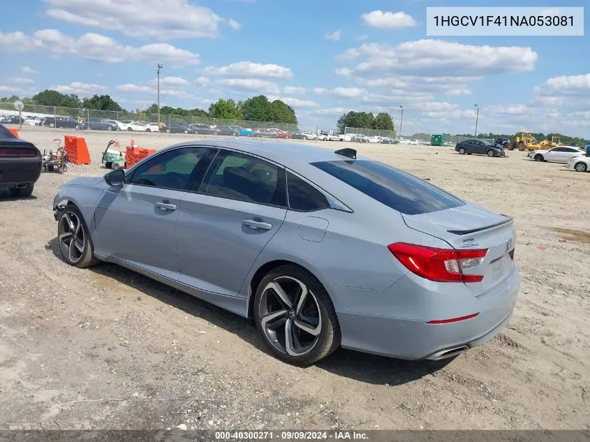 2022 Honda Accord Sport Special Edition VIN: 1HGCV1F41NA053081 Lot: 40300271