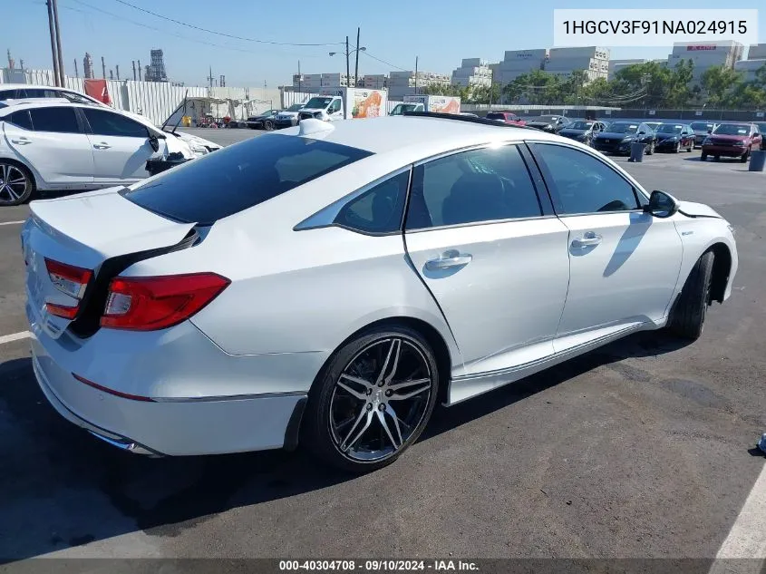 2022 Honda Accord Touring Hybrid VIN: 1HGCV3F91NA024915 Lot: 40304708