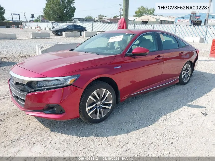 2022 Honda Accord Hybrid Exl VIN: 1HGCV3F52NA002287 Lot: 40311121