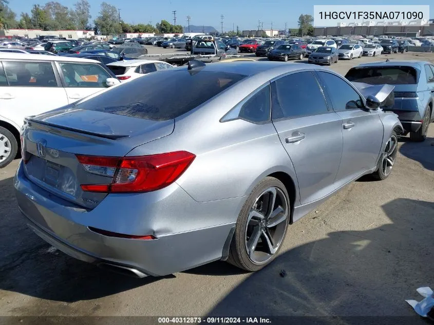 2022 Honda Accord Sport VIN: 1HGCV1F35NA071090 Lot: 40312873